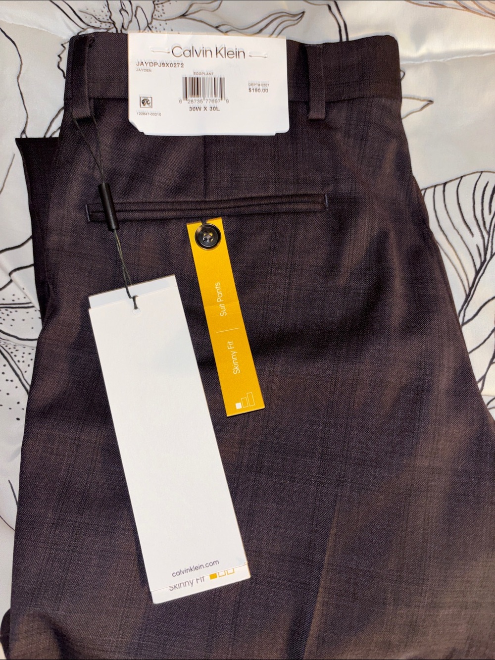 Calvin Klein Men's Slim Dress Pants-Eggplant